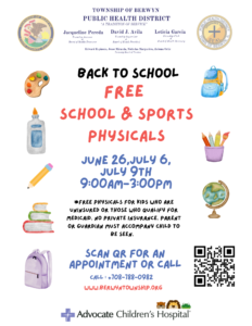 Berwyn Township Back to School Free Physicals for Kids July 6-9